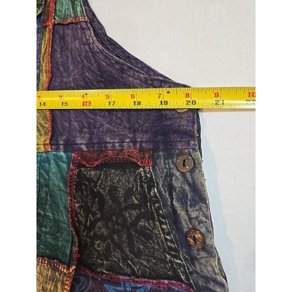 Rhea Patchwork Overalls 100% Cotton pockets adjustable shoulder strap Size L New - Picture 12 of 16